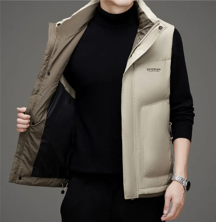 Thickened Stain-Resistant Down Vest with Easy-to-Clean Features