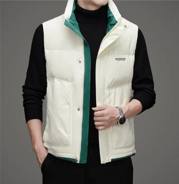 Thickened Stain-Resistant Down Vest with Easy-to-Clean Features