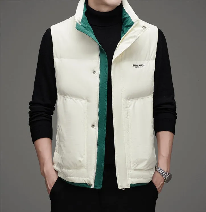 Thickened Stain-Resistant Down Vest with Easy-to-Clean Features