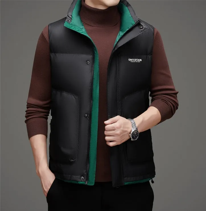 Thickened Stain-Resistant Down Vest with Easy-to-Clean Features