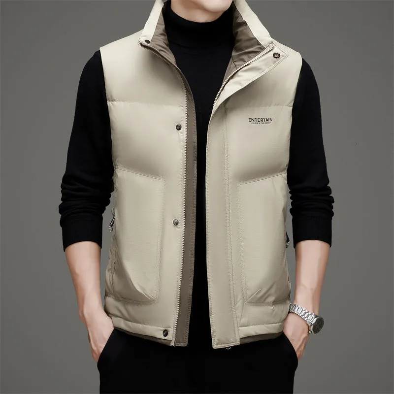 Thickened Stain-Resistant Down Vest with Easy-to-Clean Features