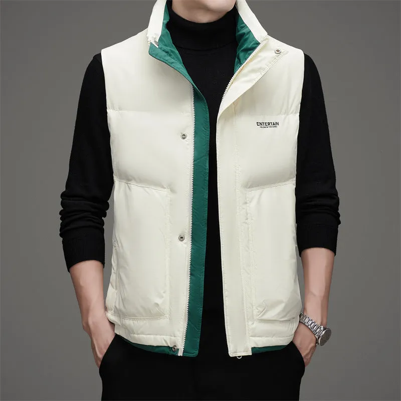 Thickened Stain-Resistant Down Vest with Easy-to-Clean Features