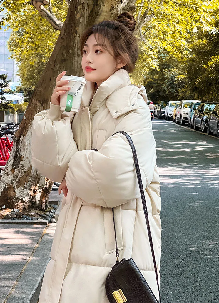 Thickened Water-Resistant Hooded Puffer Jacket