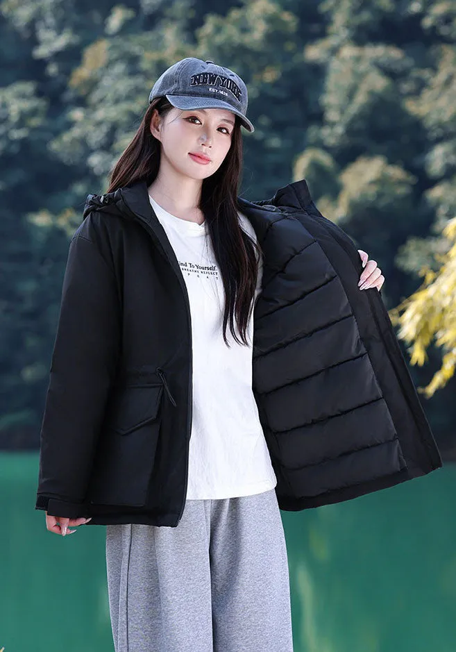 Thickened Water-resistant Puffer Jacket for Women with Cargo Style