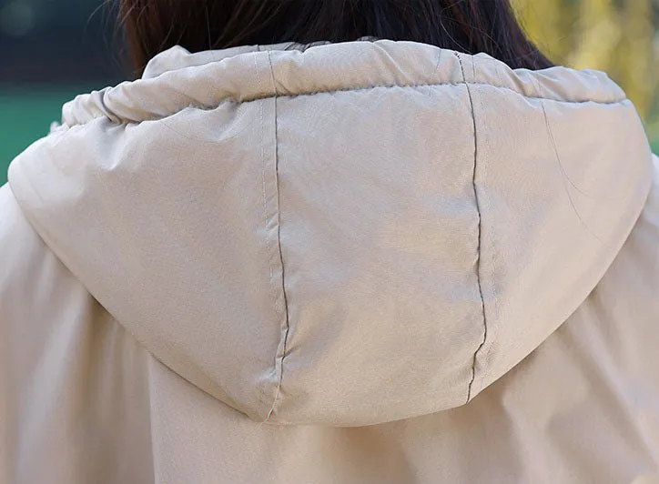 Thickened Water-resistant Puffer Jacket for Women with Cargo Style
