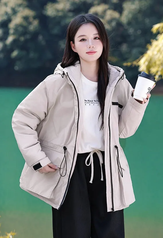 Thickened Water-resistant Puffer Jacket for Women with Cargo Style