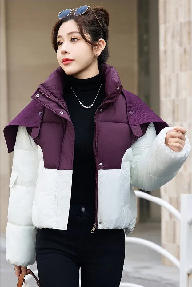 Thickened Windproof Puffer Jacket Featuring a Quilted Design for Women
