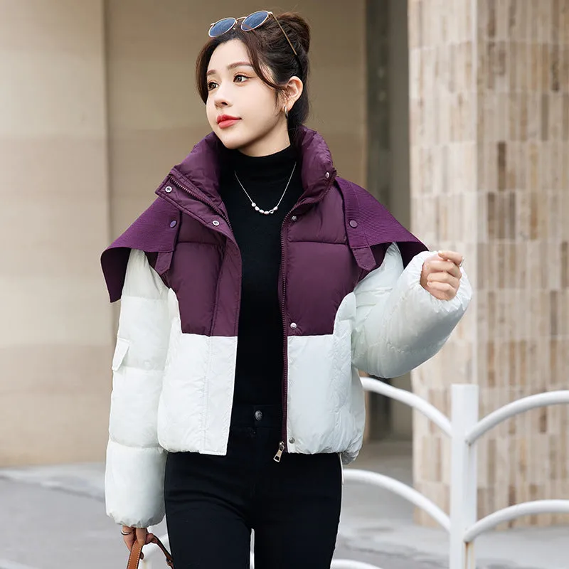 Thickened Windproof Puffer Jacket Featuring a Quilted Design for Women