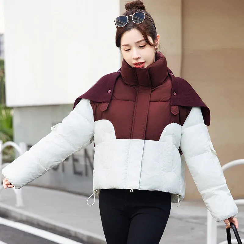 Thickened Windproof Puffer Jacket Featuring a Quilted Design for Women