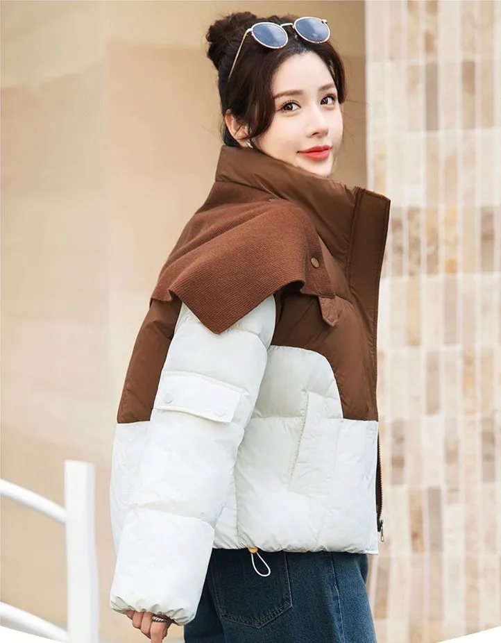 Thickened Windproof Puffer Jacket Featuring a Quilted Design for Women