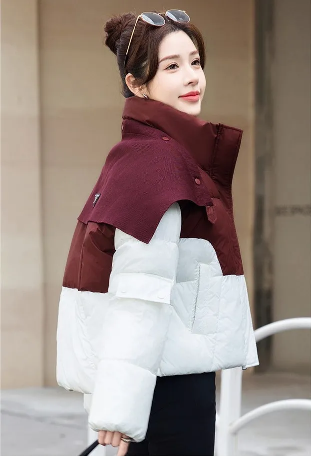 Thickened Windproof Puffer Jacket Featuring a Quilted Design for Women