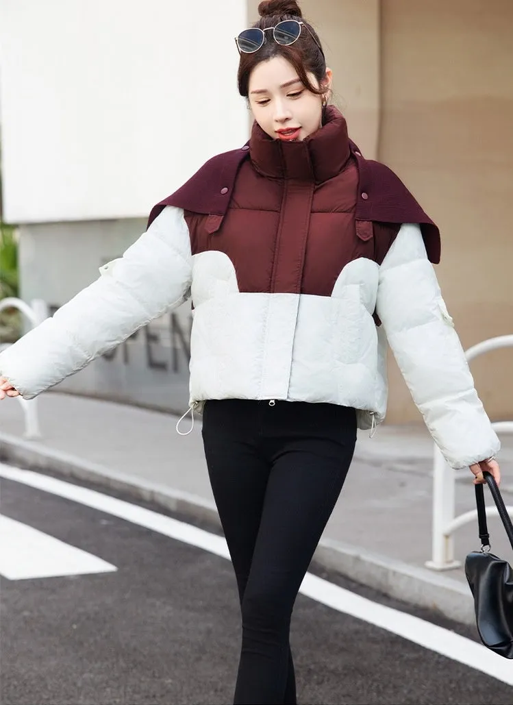 Thickened Windproof Puffer Jacket Featuring a Quilted Design for Women