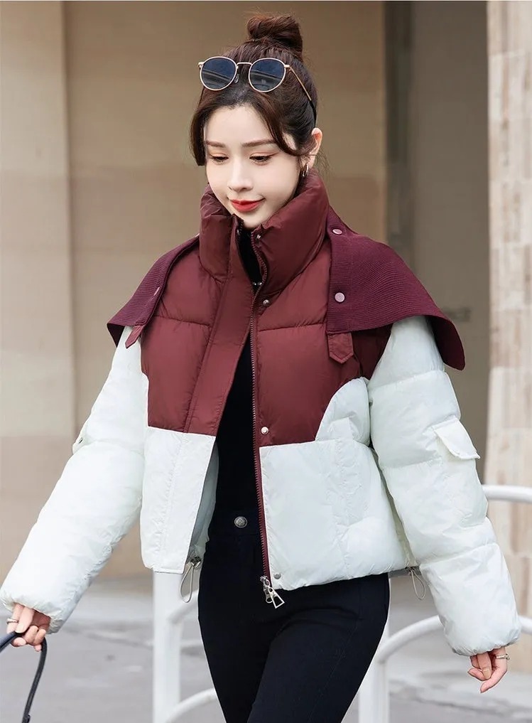 Thickened Windproof Puffer Jacket Featuring a Quilted Design for Women