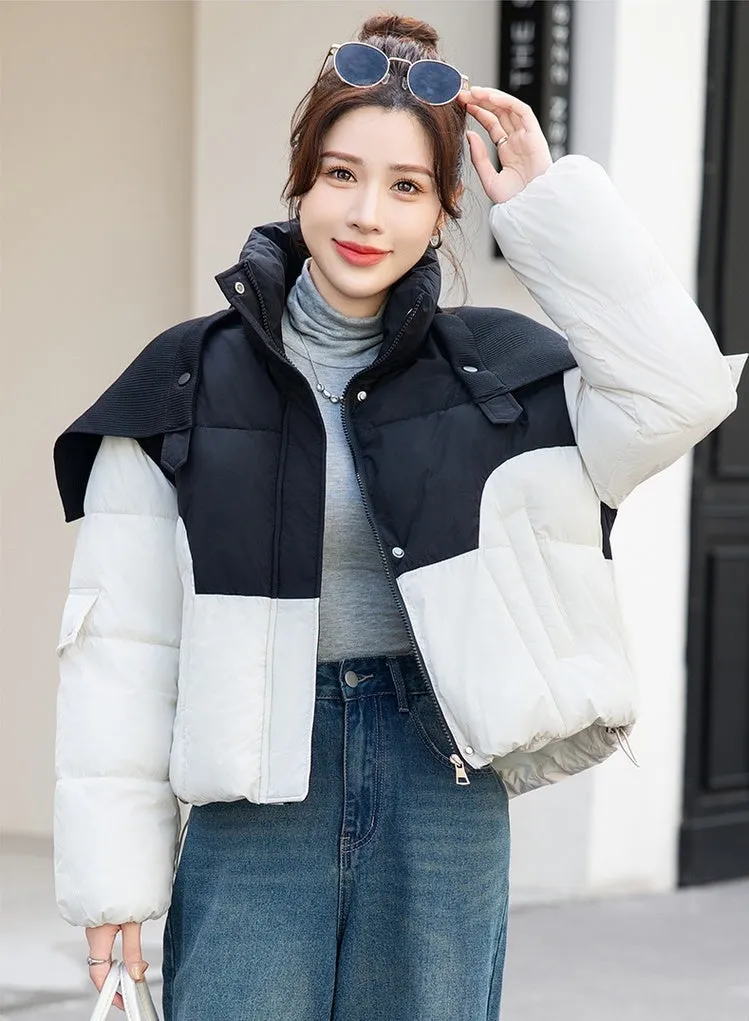 Thickened Windproof Puffer Jacket Featuring a Quilted Design for Women