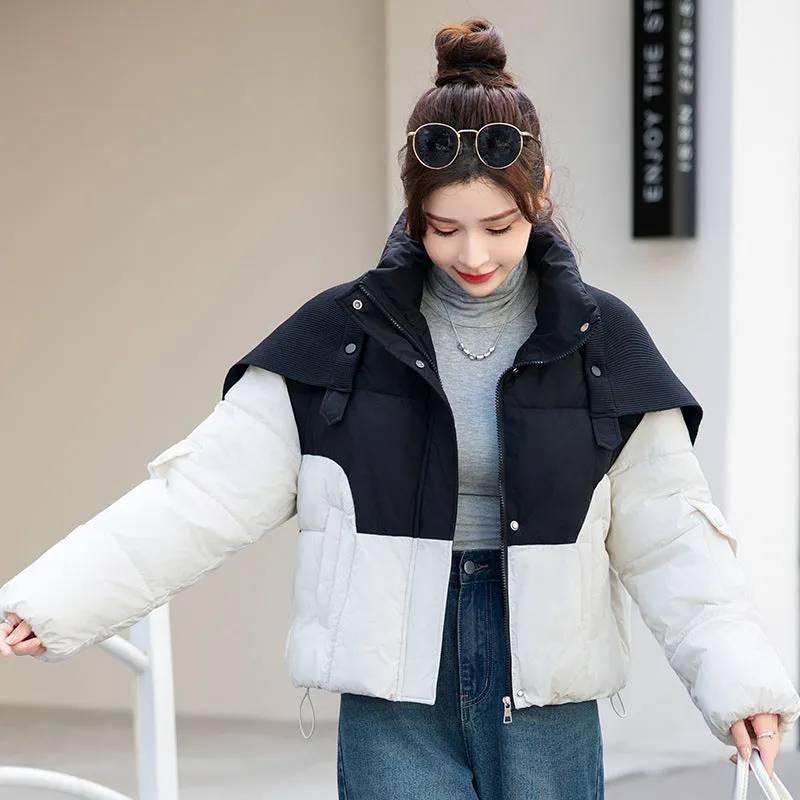 Thickened Windproof Puffer Jacket Featuring a Quilted Design for Women
