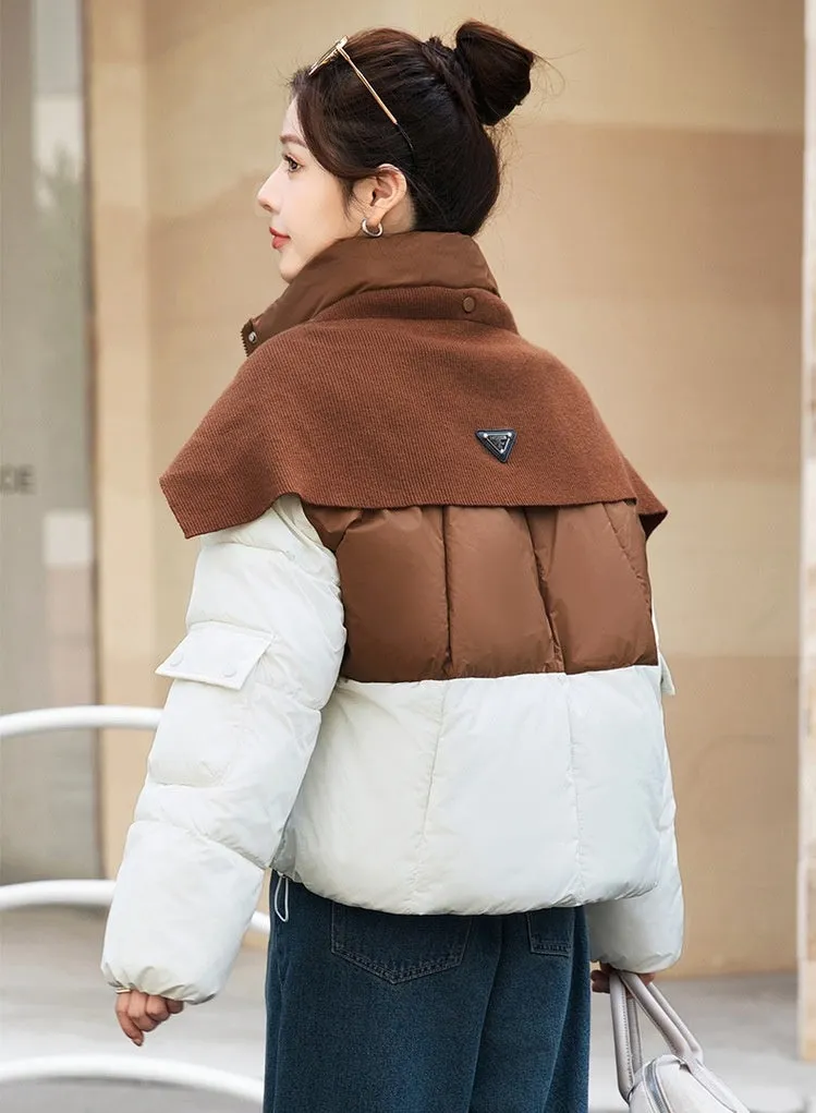 Thickened Windproof Puffer Jacket Featuring a Quilted Design for Women