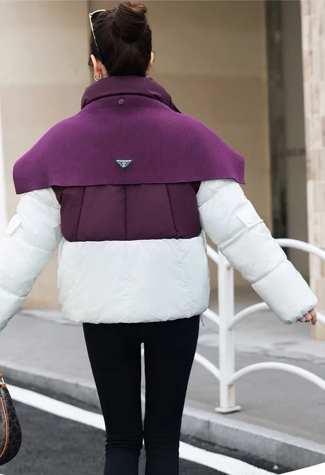 Thickened Windproof Puffer Jacket Featuring a Quilted Design for Women