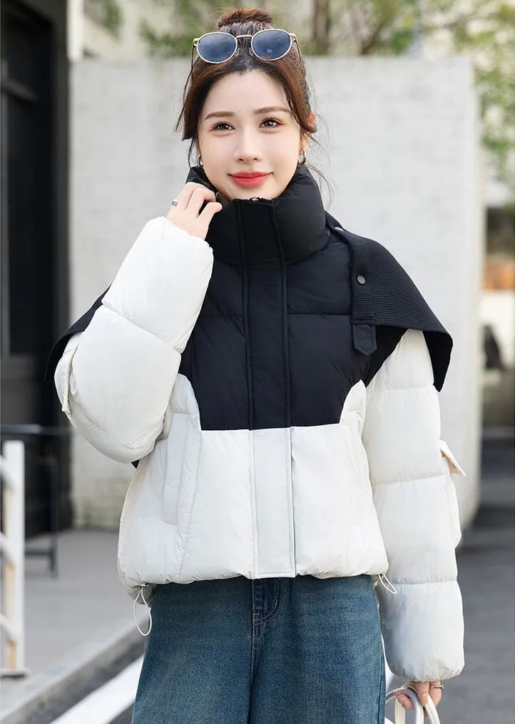 Thickened Windproof Puffer Jacket Featuring a Quilted Design for Women