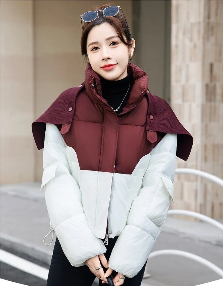 Thickened Windproof Puffer Jacket Featuring a Quilted Design for Women