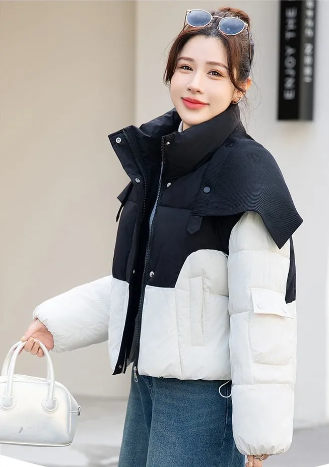 Thickened Windproof Puffer Jacket Featuring a Quilted Design for Women