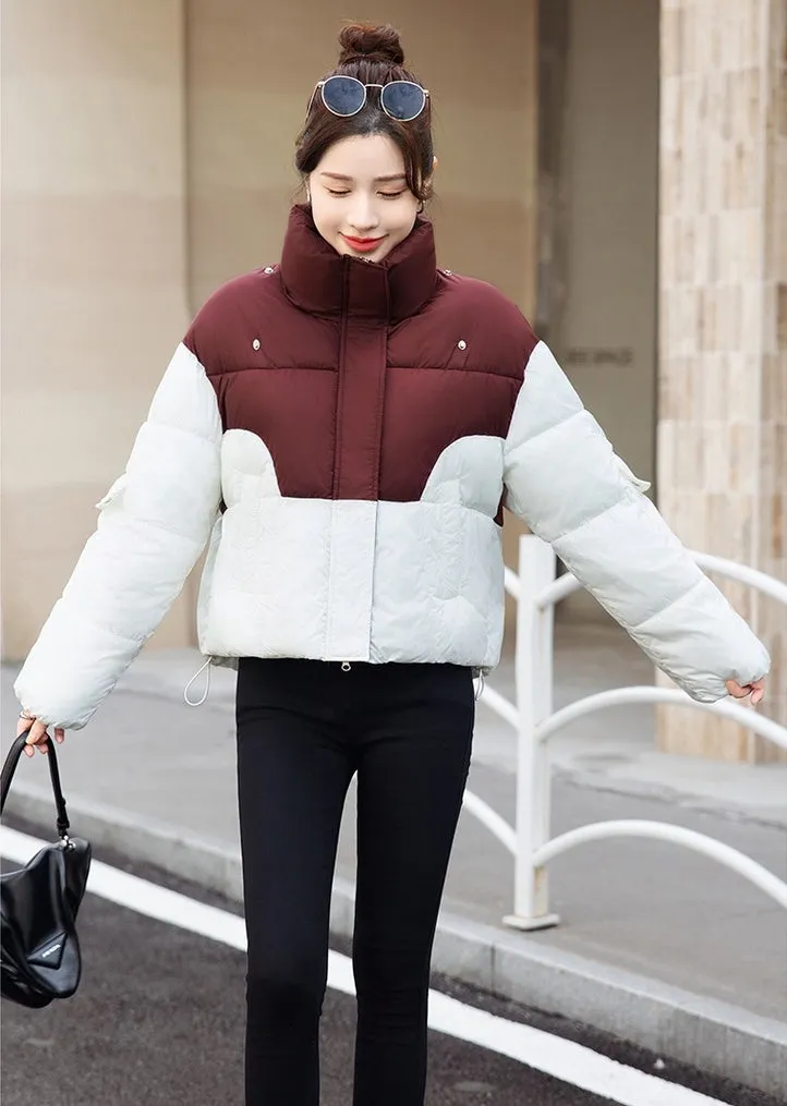 Thickened Windproof Puffer Jacket Featuring a Quilted Design for Women