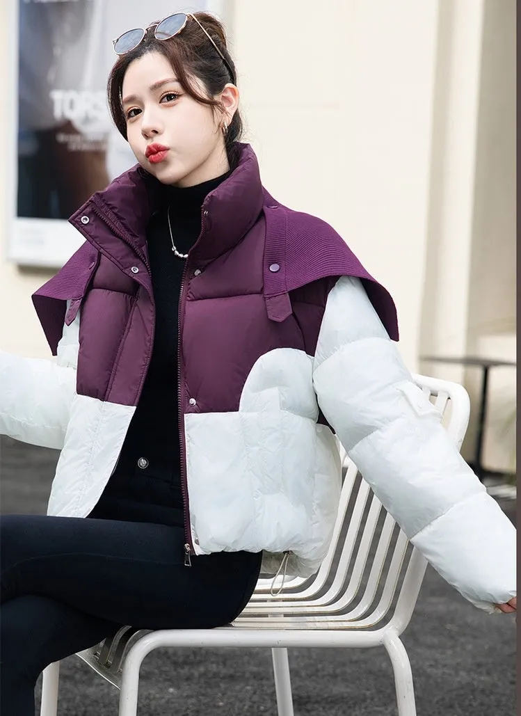Thickened Windproof Puffer Jacket Featuring a Quilted Design for Women