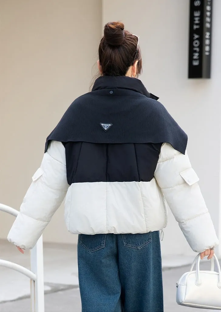 Thickened Windproof Puffer Jacket Featuring a Quilted Design for Women
