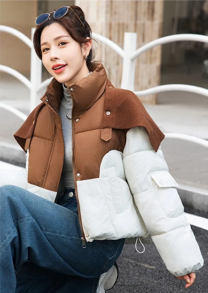 Thickened Windproof Puffer Jacket Featuring a Quilted Design for Women