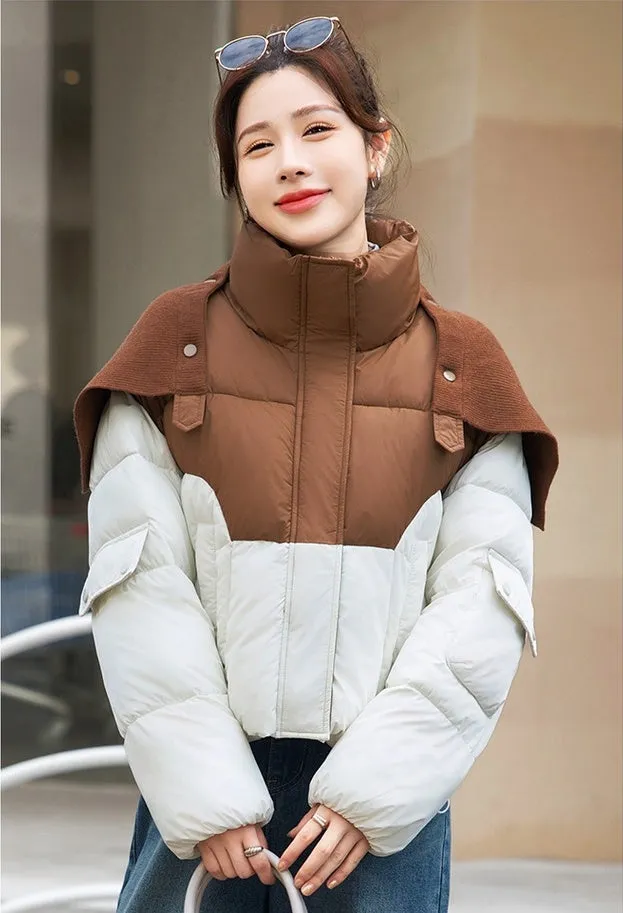 Thickened Windproof Puffer Jacket Featuring a Quilted Design for Women