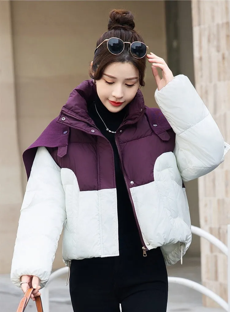 Thickened Windproof Puffer Jacket Featuring a Quilted Design for Women