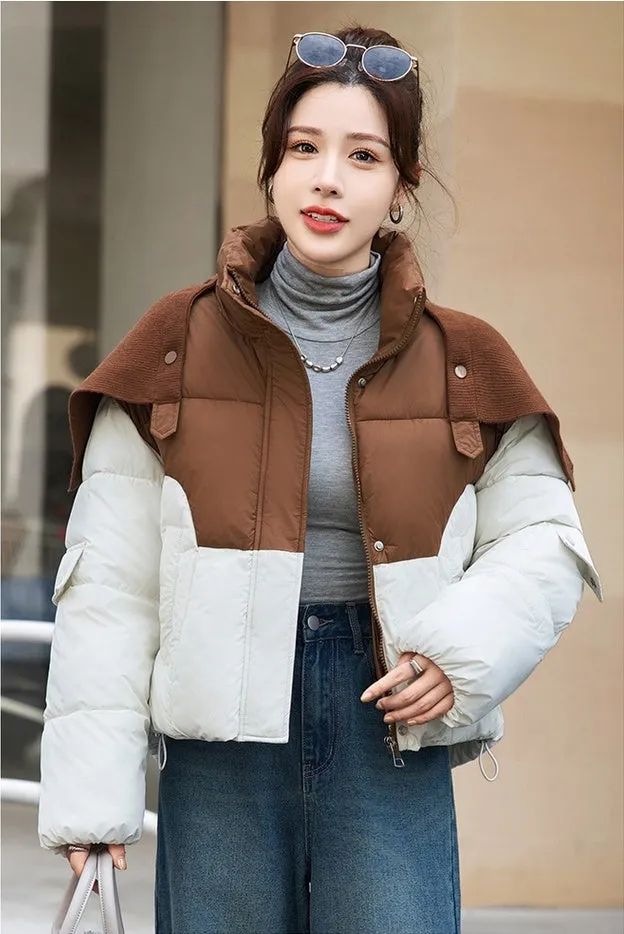 Thickened Windproof Puffer Jacket Featuring a Quilted Design for Women