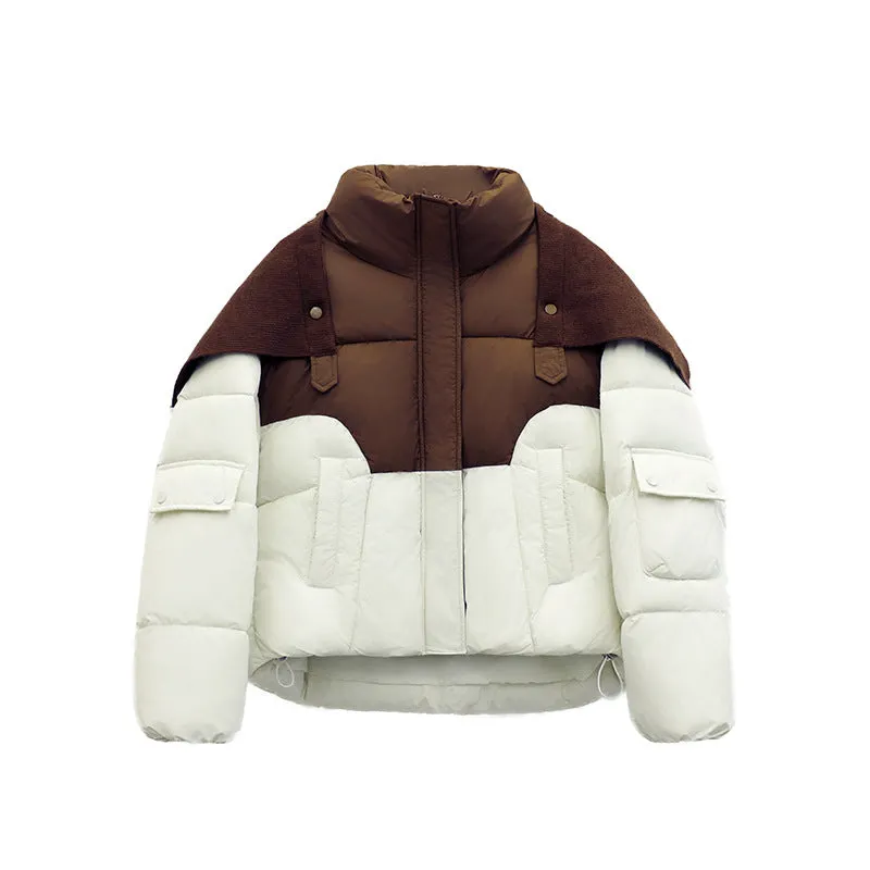 Thickened Windproof Puffer Jacket Featuring a Quilted Design for Women