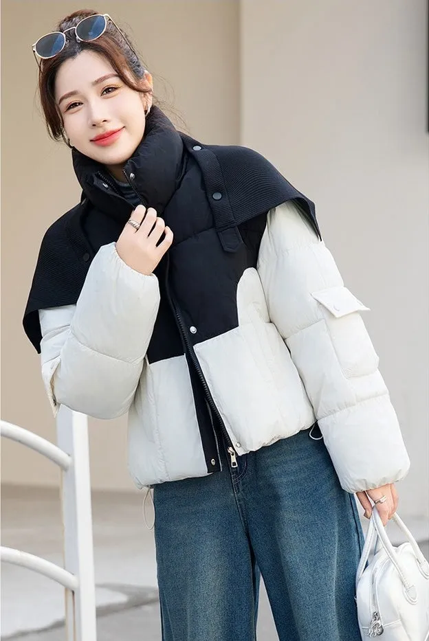 Thickened Windproof Puffer Jacket Featuring a Quilted Design for Women