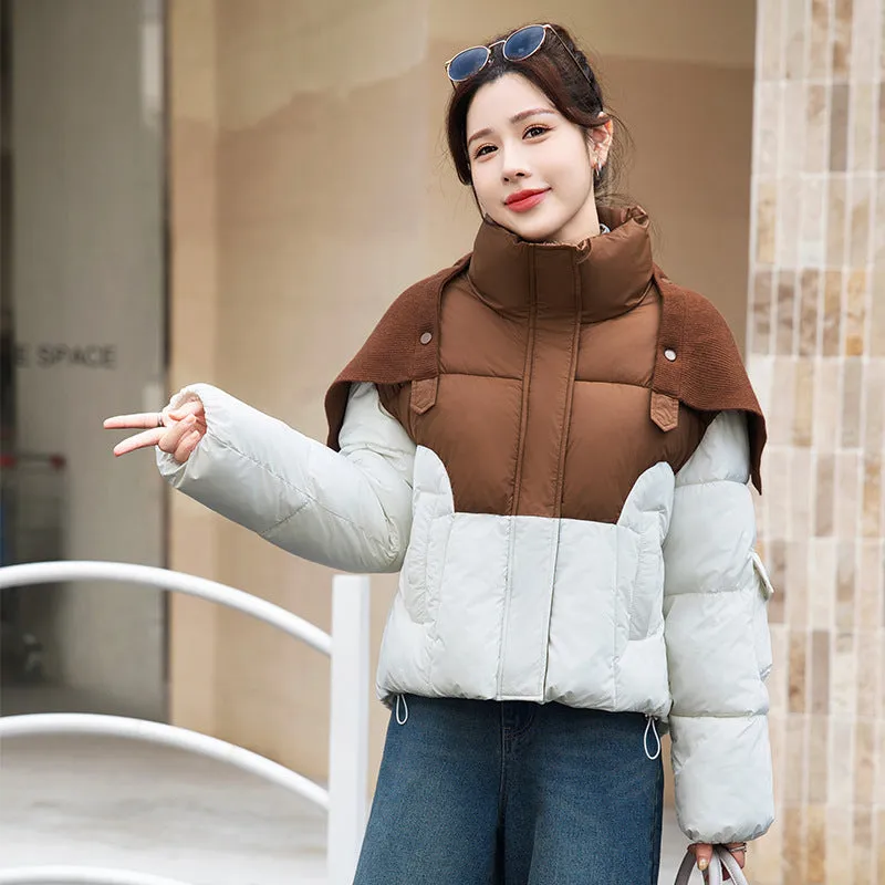 Thickened Windproof Puffer Jacket Featuring a Quilted Design for Women