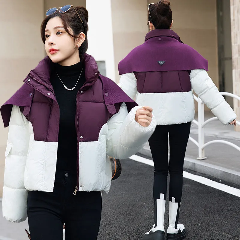 Thickened Windproof Puffer Jacket Featuring a Quilted Design for Women