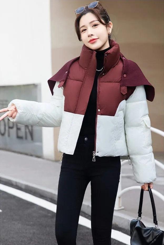 Thickened Windproof Puffer Jacket Featuring a Quilted Design for Women