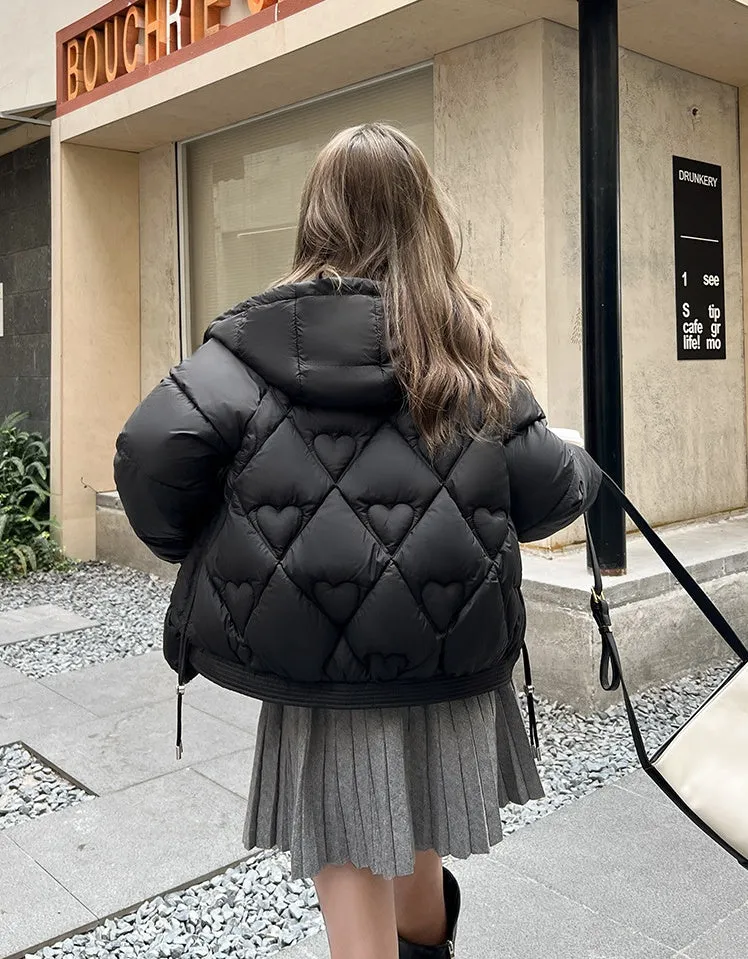 Thickened Windproof Puffer Jacket with Toggle Button for Women