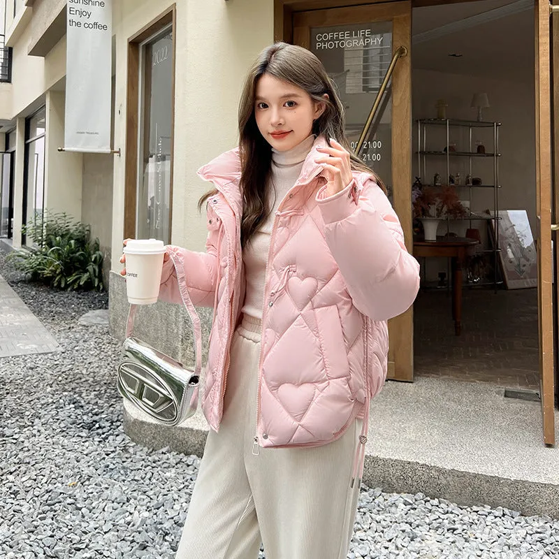 Thickened Windproof Puffer Jacket with Toggle Button for Women