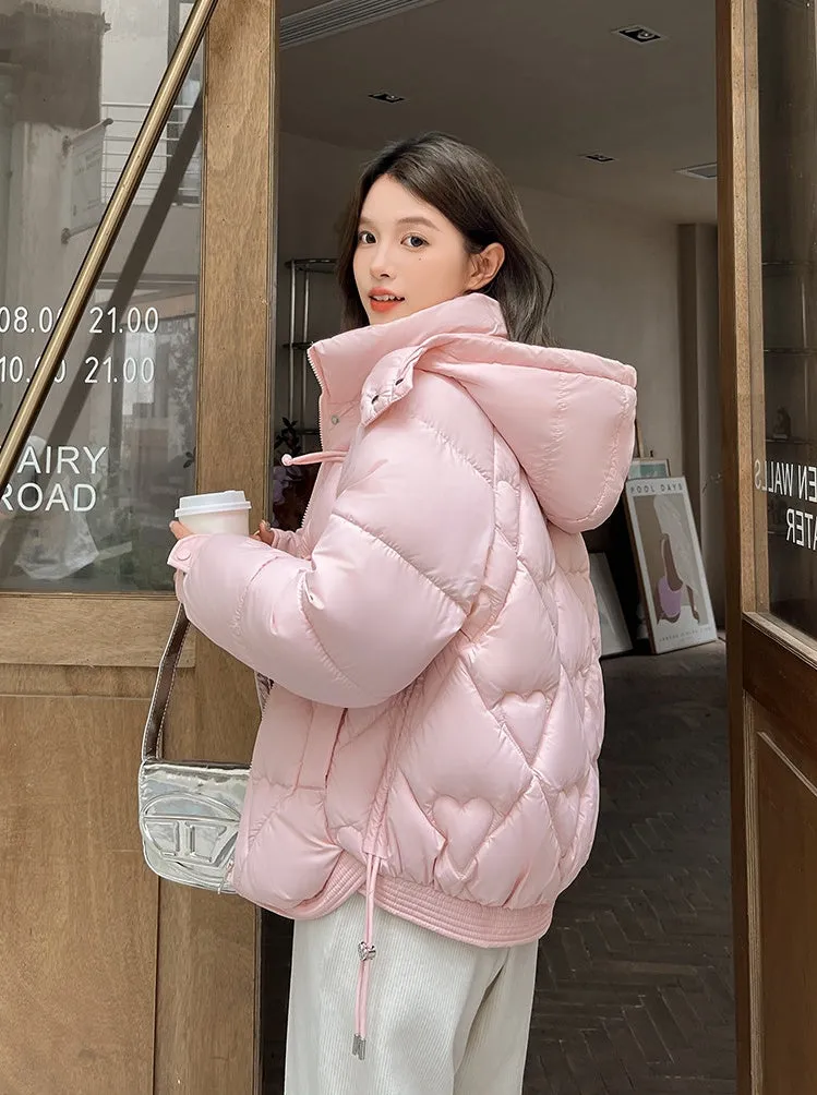 Thickened Windproof Puffer Jacket with Toggle Button for Women