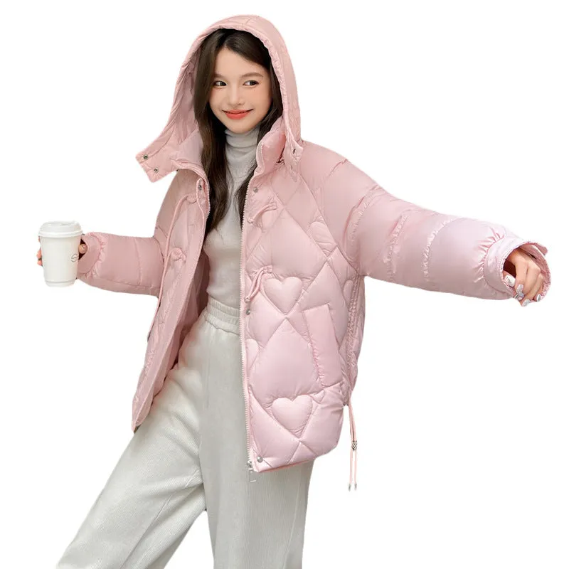 Thickened Windproof Puffer Jacket with Toggle Button for Women