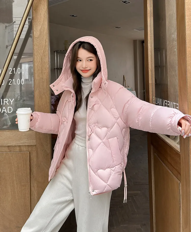 Thickened Windproof Puffer Jacket with Toggle Button for Women