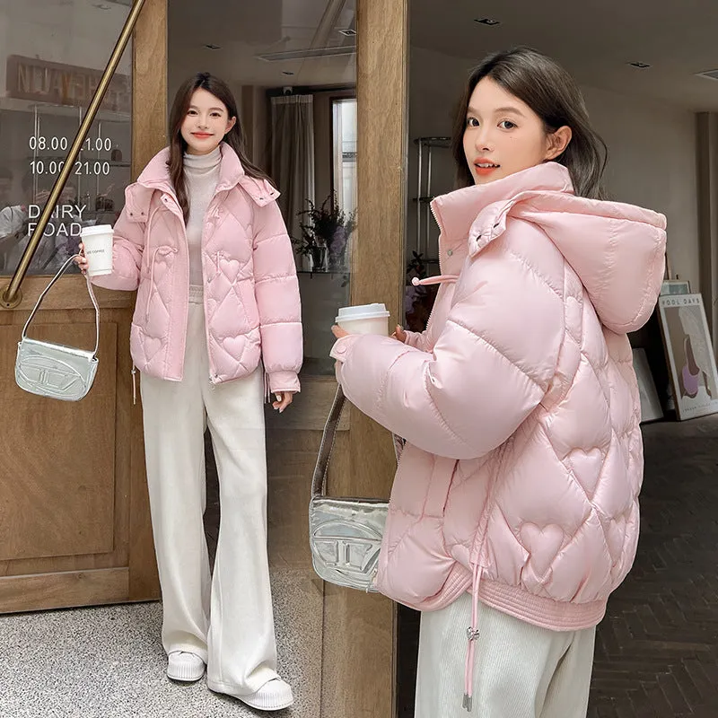 Thickened Windproof Puffer Jacket with Toggle Button for Women