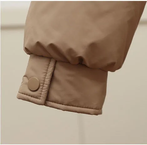 Thigh-Length Solid Puffer Jacket