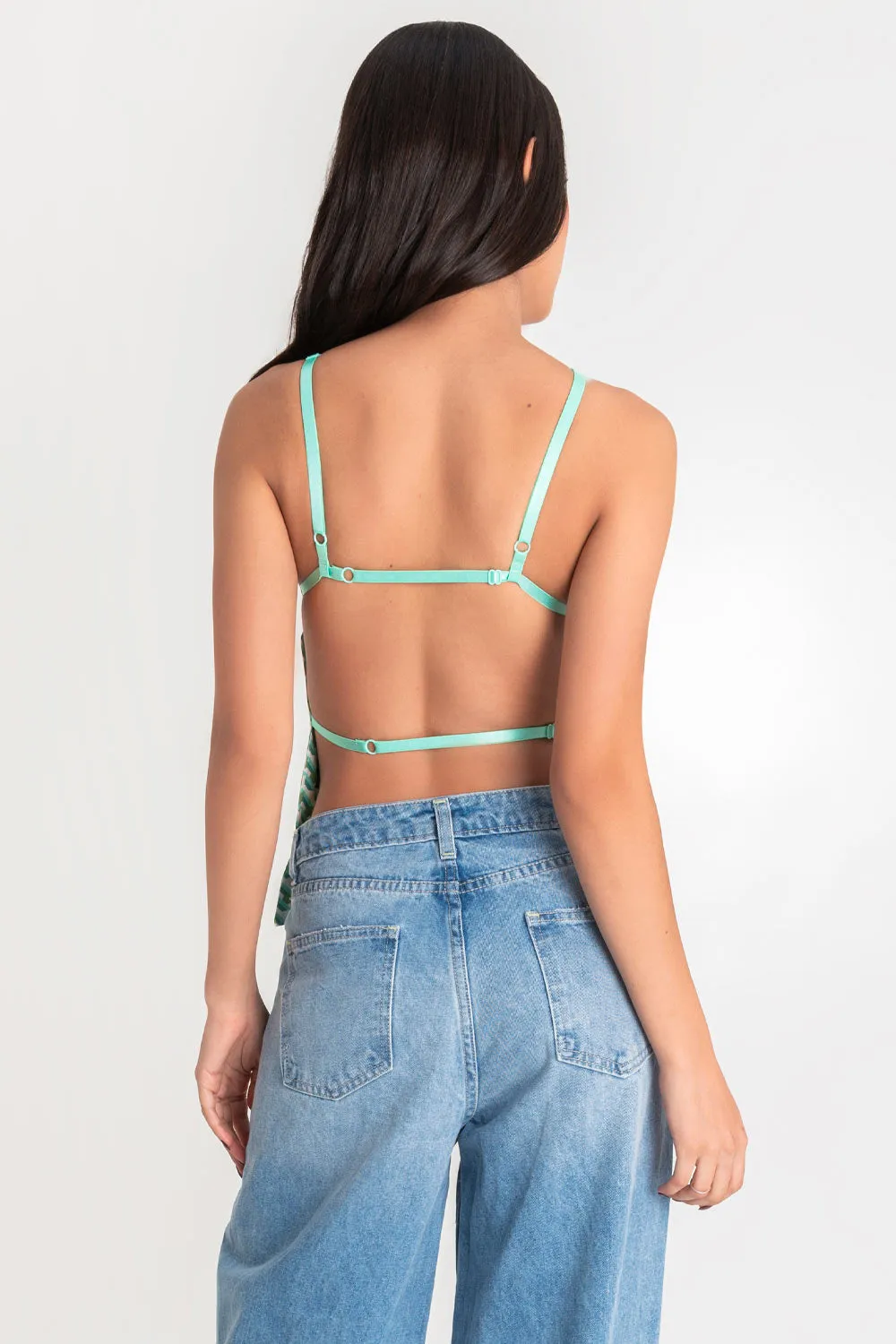 Top estampado de tirantes escote espalda