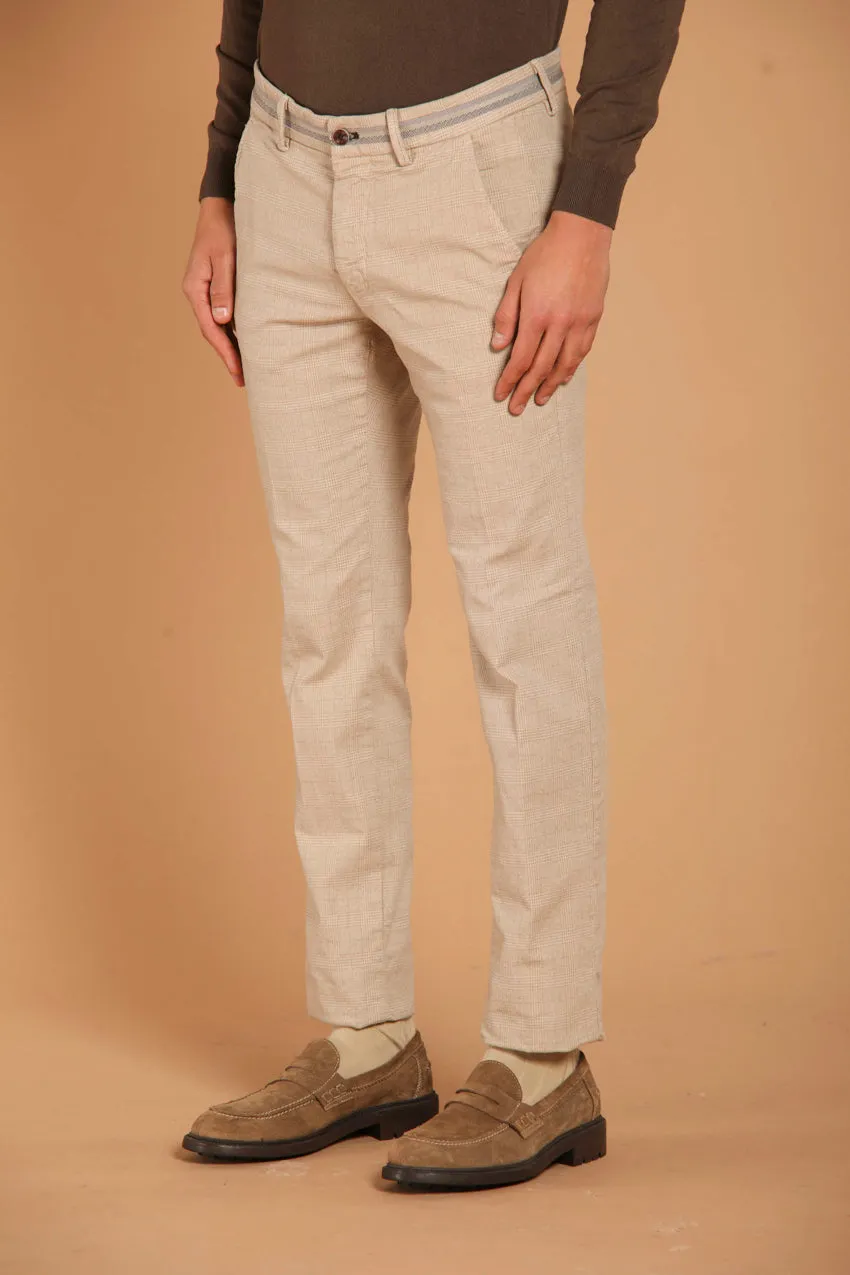 Torino Elegance men's chino pants in cotton stretch with galles pattern slim fit