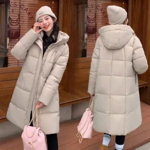 Trendy Knee-Length Windproof Puffer Jacket for Women