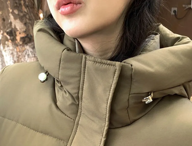 Trendy Knee-Length Windproof Puffer Jacket for Women