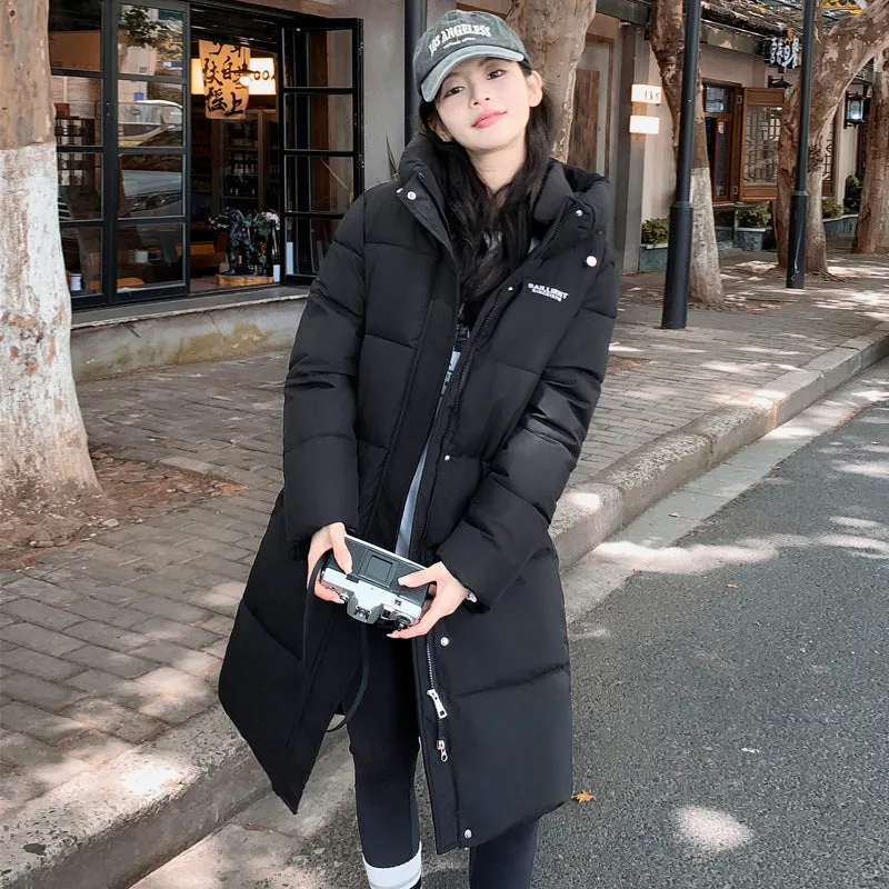 Trendy Knee-Length Windproof Puffer Jacket for Women