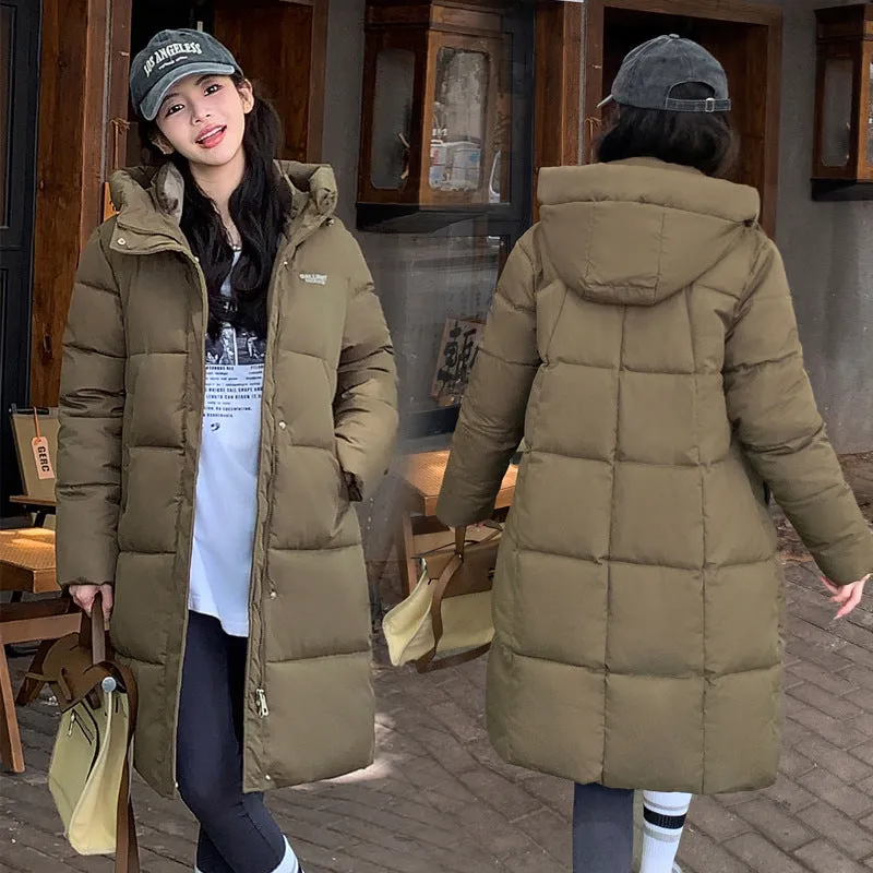 Trendy Knee-Length Windproof Puffer Jacket for Women