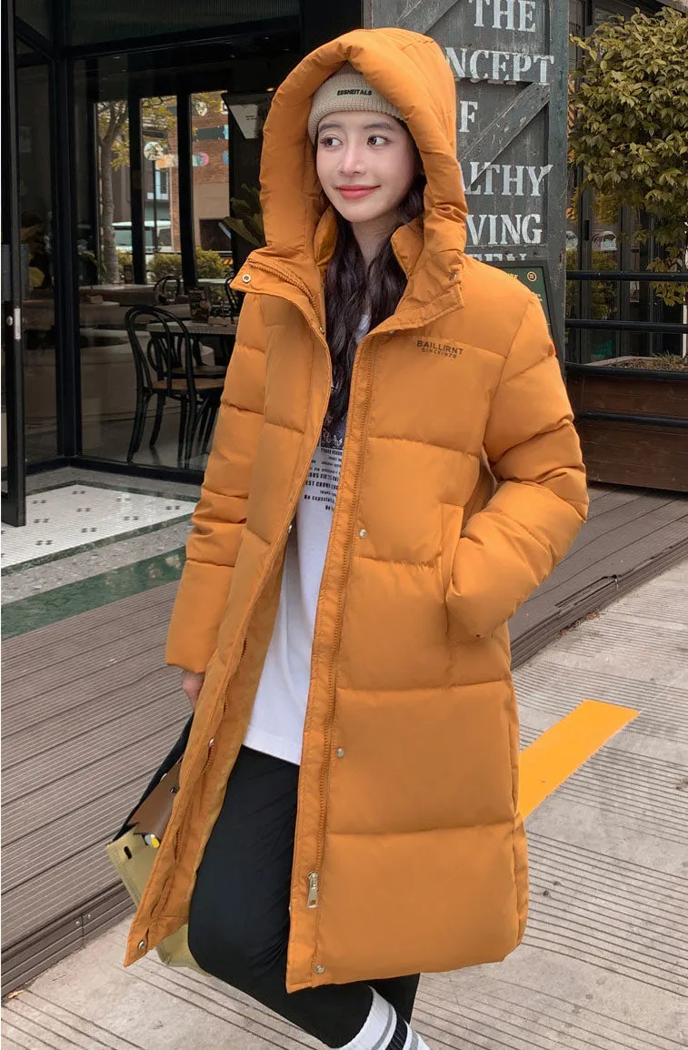 Trendy Knee-Length Windproof Puffer Jacket for Women
